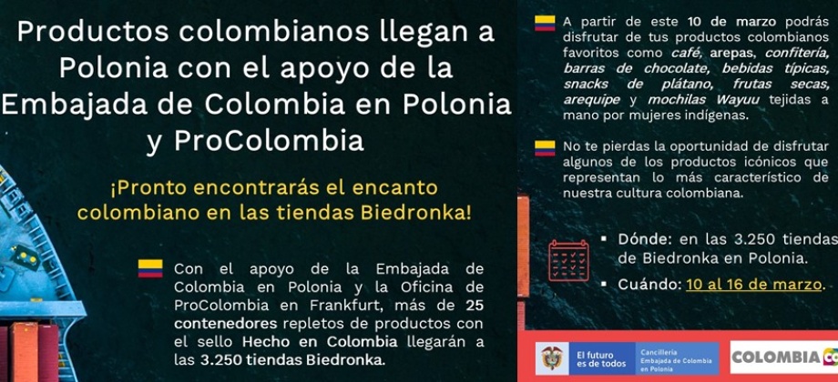 Productos colombianos llegan a Polonia con el apoyo de la Embajada de Colombia