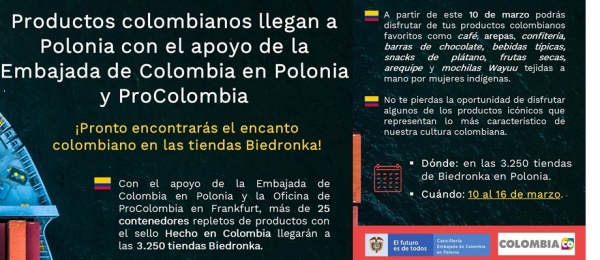 Productos colombianos llegan a Polonia con el apoyo de la Embajada de Colombia
